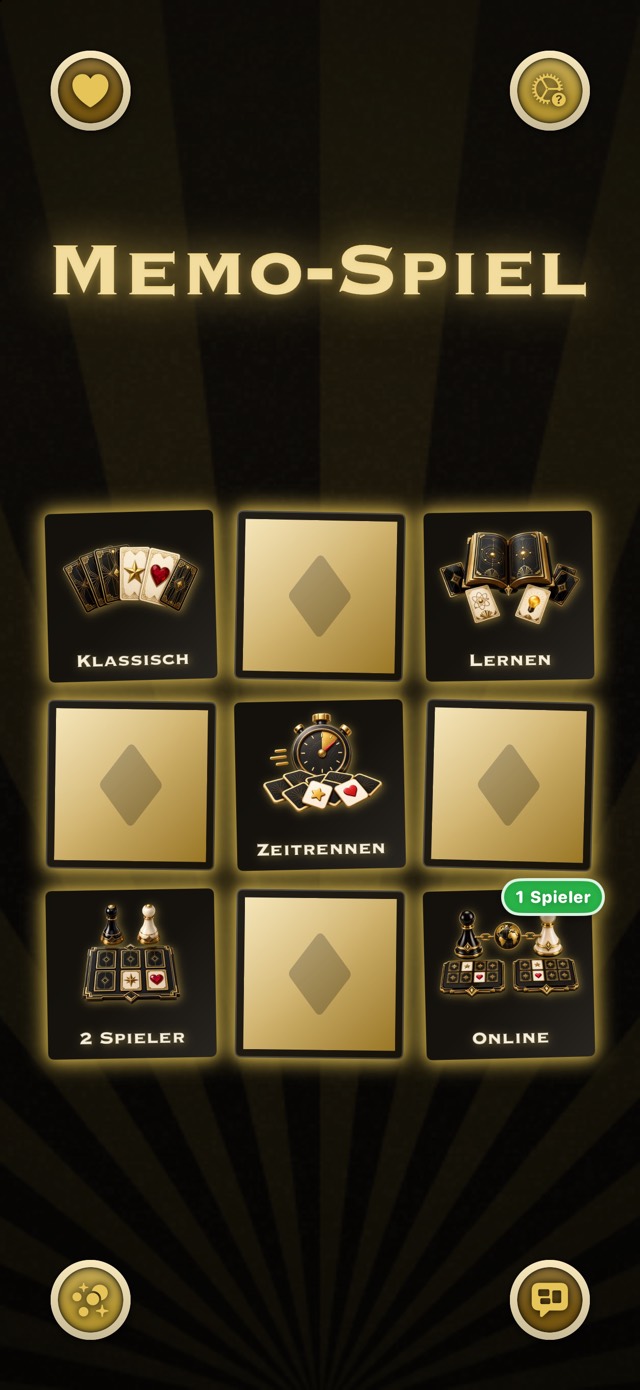Memo-Spiel — Gold und Schwarz